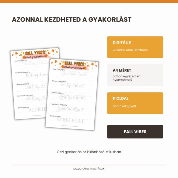Fall Vibes Lettering gyakorlófüzet – digitális PDF