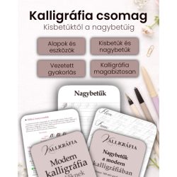   Kalligráfia csomag |  Kisbetűktől a nagybetűkig - 42 OLDALAS DIGITÁLIS MUNKAFÜZET