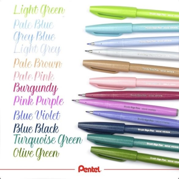 Pentel Touch Sign ecsetfilc készlet, 12 db – másodlagos színek