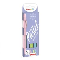   Pentel Touch Sign ecsetfilc, 4 db-os készlet, pasztell színek